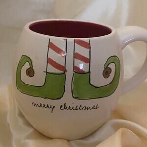 Oversized Rae Dunn Merry Christmas Elf Feet Mug.